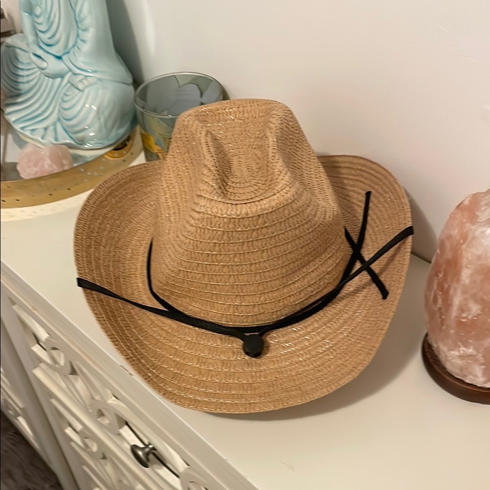 Tan Straw Cowboy Hat with Black Band